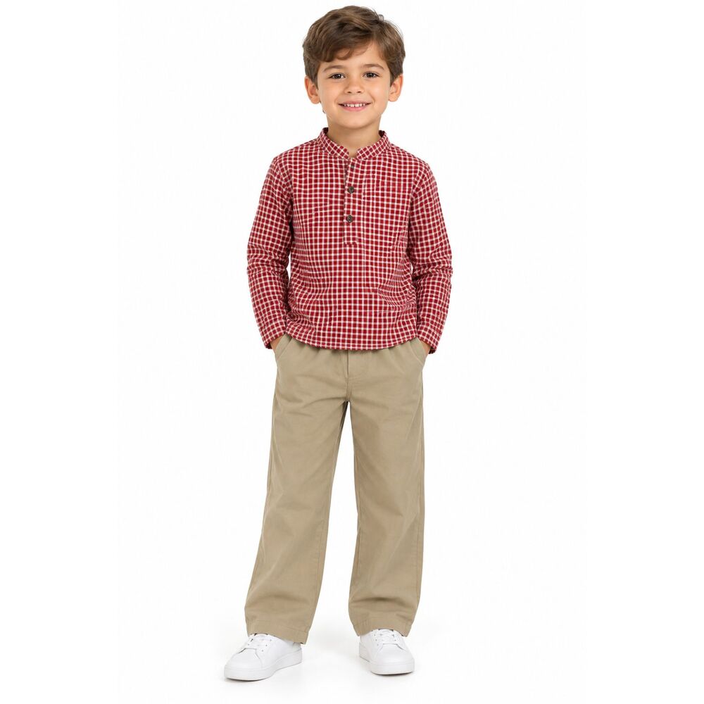 Edgehill Collection Boys Red Gingham Plaid 2 Piece Outfit Set Size 6